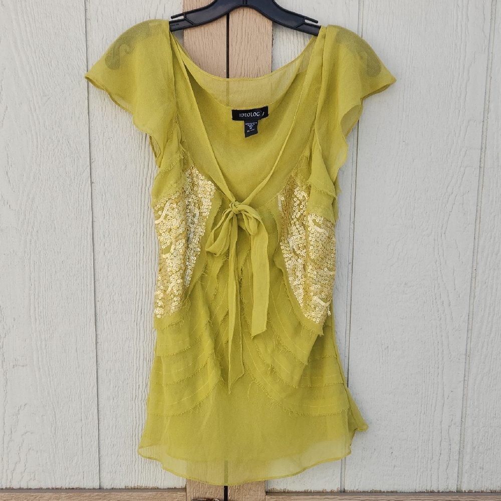 Y2K Glam Vintage Fairy Garden Woodland Goblin Flutter Flowy Sequin Medium Yellow